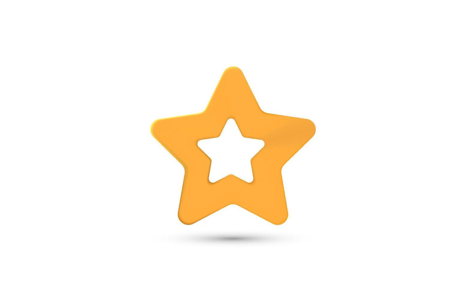 3D realistic simple star cartoon vector concept.