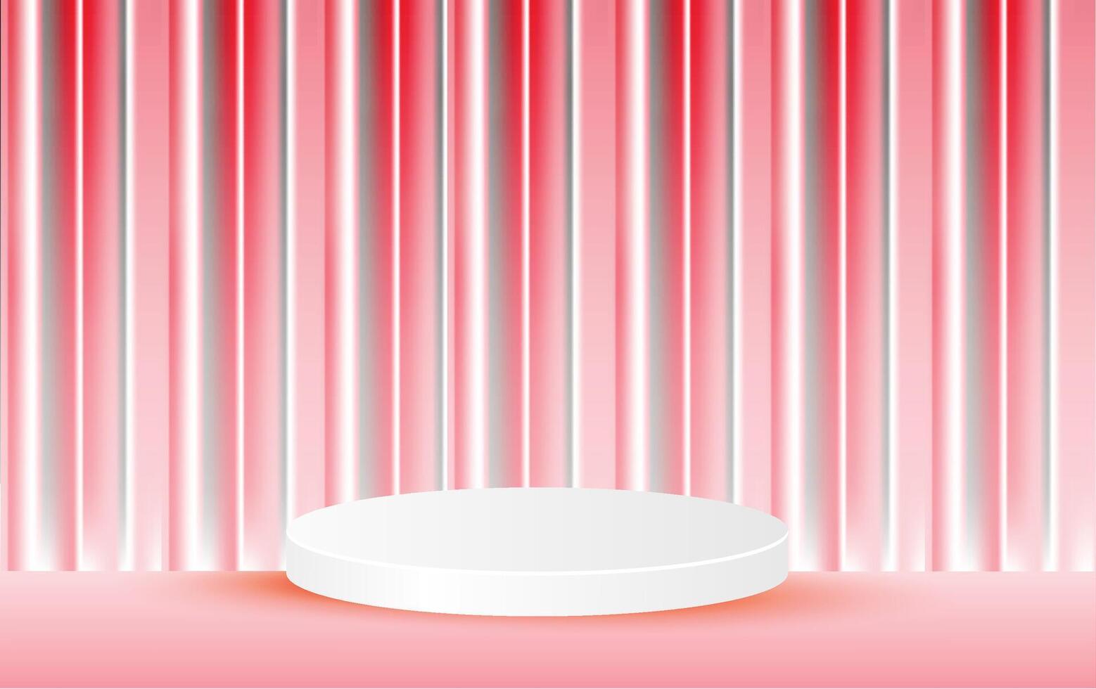 Abstract curtain scene background 3d white round podium product presentation pink background and people. vector