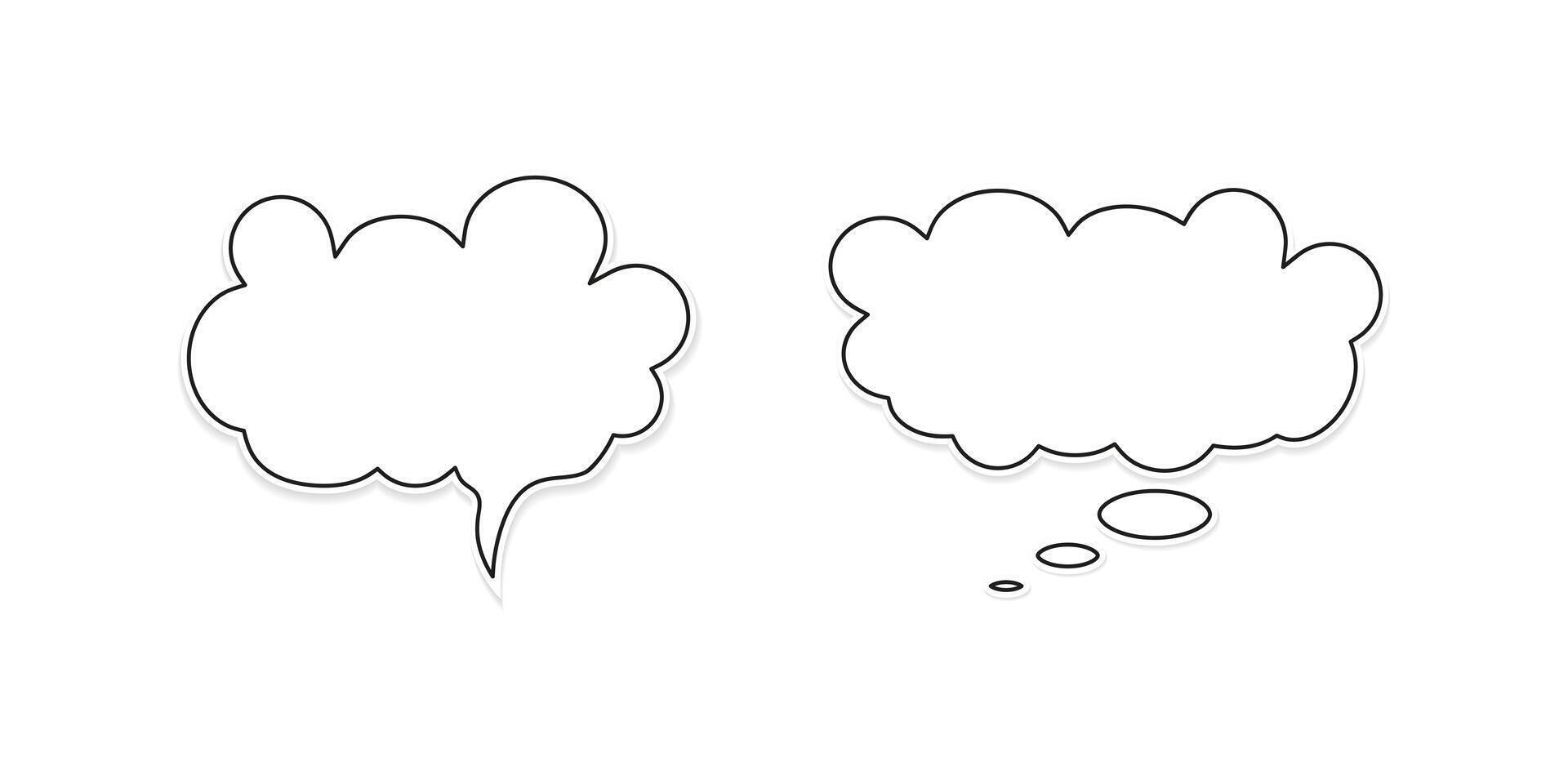 Comic speech bubble. Blank text box in cartoon style. Speech bubble cloud design for text, thoughts, conversation, message, dialog. vector