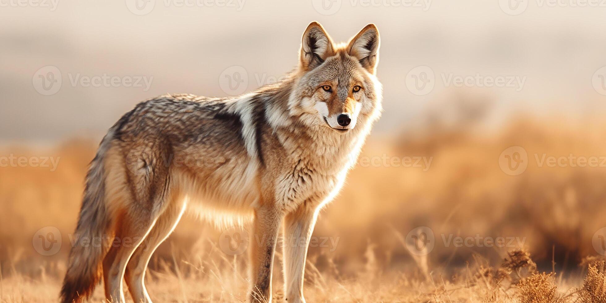 ai generado fotorrealista imagen de un coyote. coyote ve usted foto