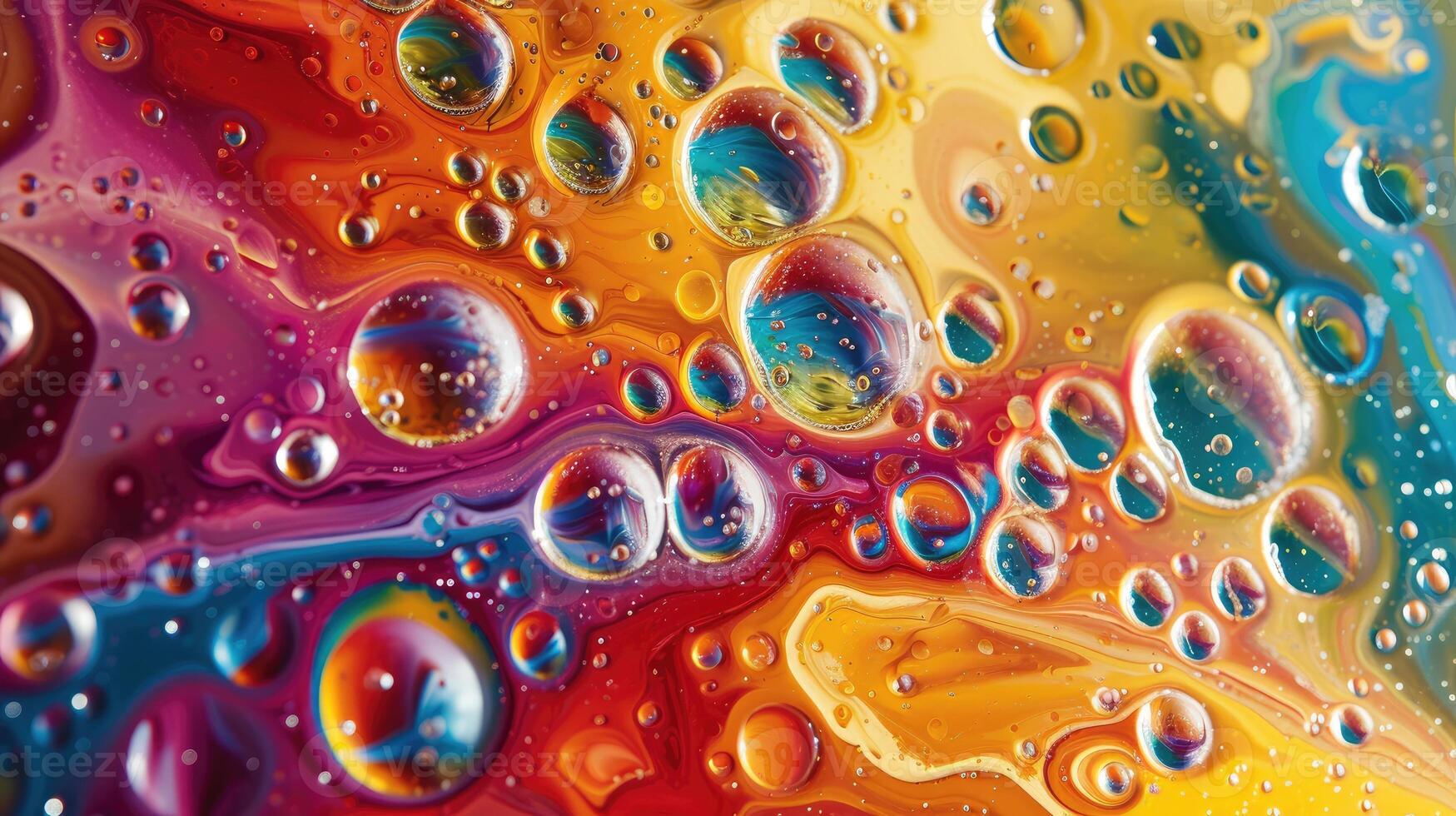 AI generated Vibrant abstract art adorned with numerous bubbles, a kaleidoscope of colors and textures, Ai Generated. photo