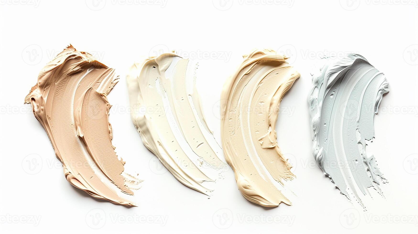 AI generated swatch face cream. smears of white cream, cosmetic product photo