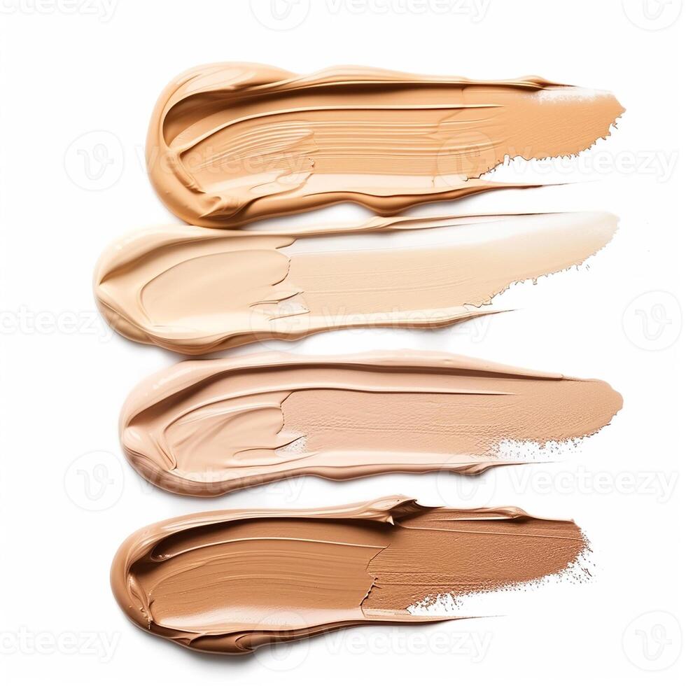 AI generated a set of swatches of liquid foundation for the face, different shades. cosmetic product photo