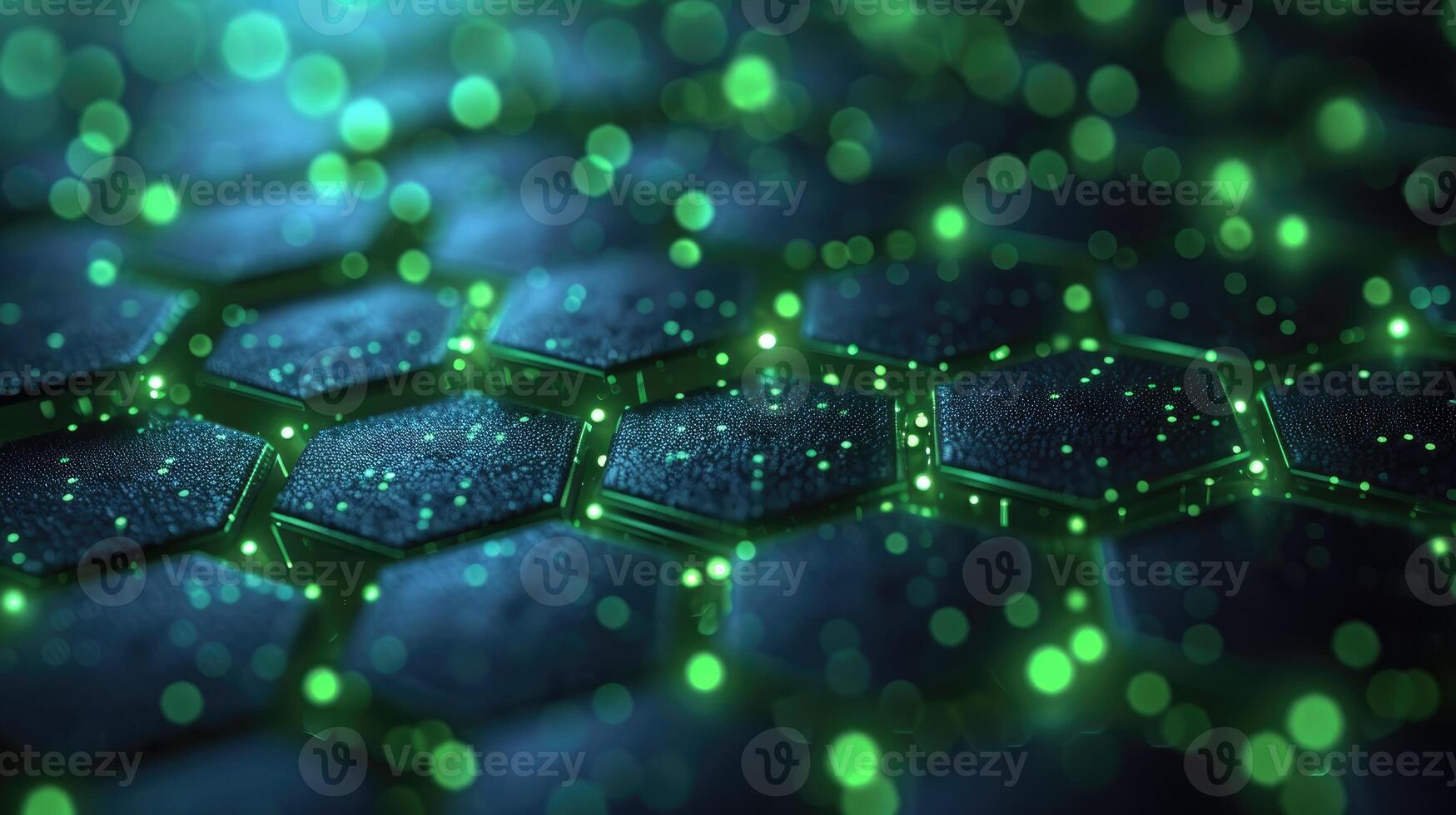 AI generated Futuristic technology unveiled in an abstract green hexagonal background, Ai Generated. photo