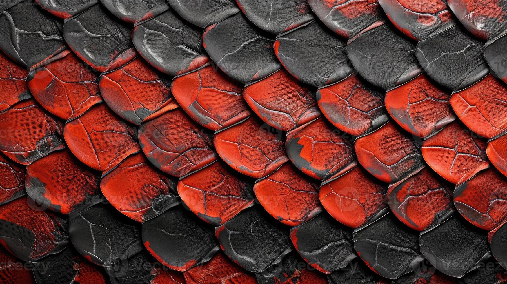 AI generated Bold red and black snake skin pattern for dynamic interiors, Ai Generated. photo