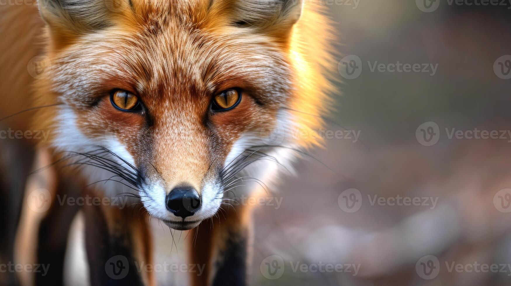 AI generated Close-up of a red fox hunting and stalking its prey, its keen eyes locked on the target, Ai Generated. photo