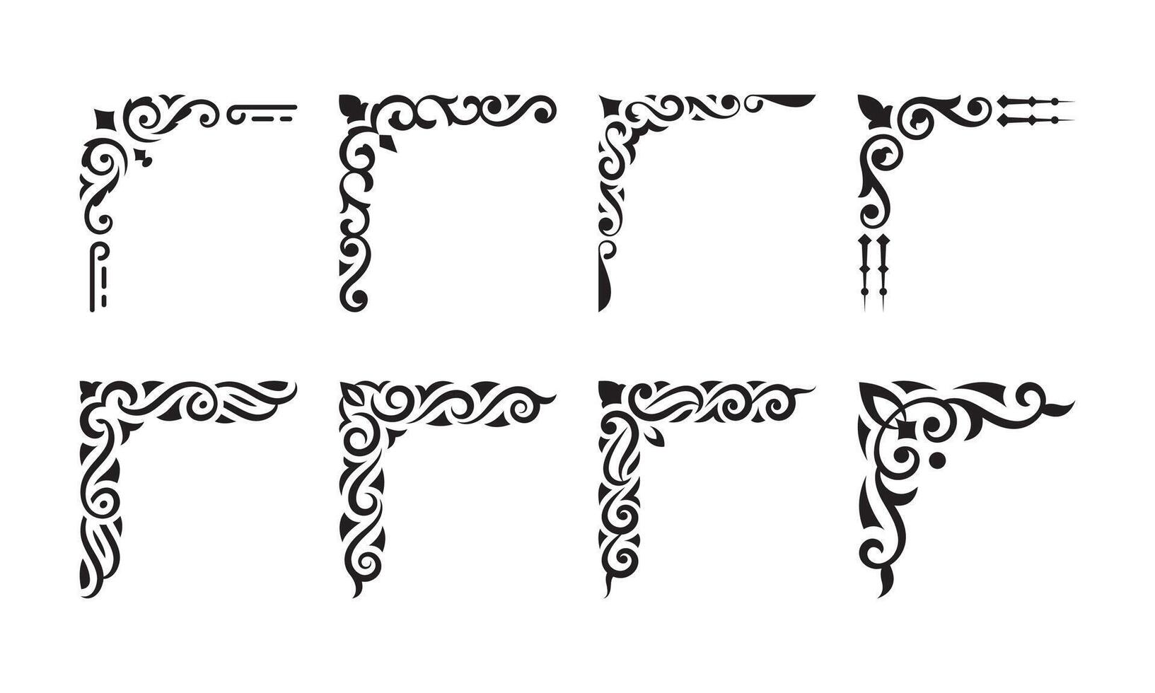 Ornamental border corner frame vector set