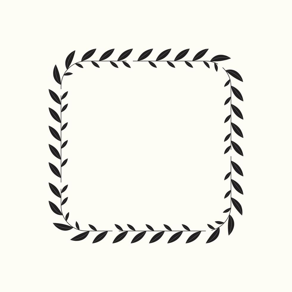 Black and white frame with leaves Handdrawn vector Illustration