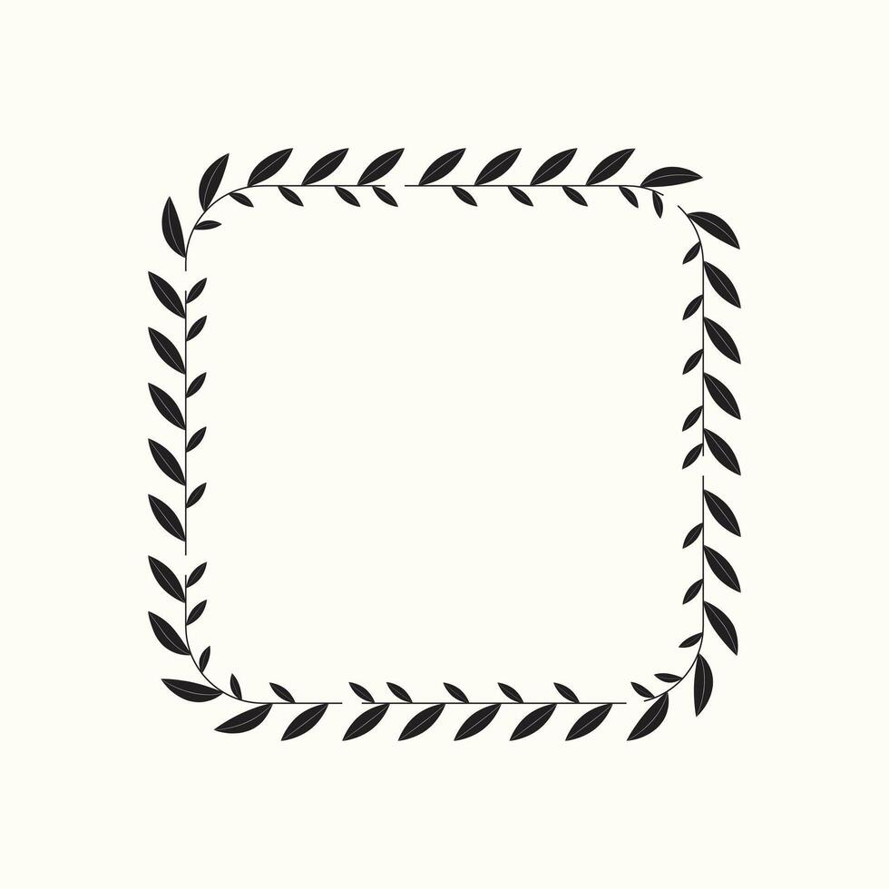 Black and white frame with leaves Handdrawn vector Illustration