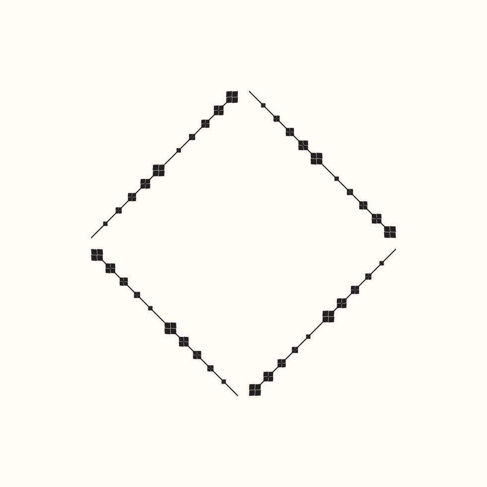 Black and white geometric square frame on white background Vector illustration