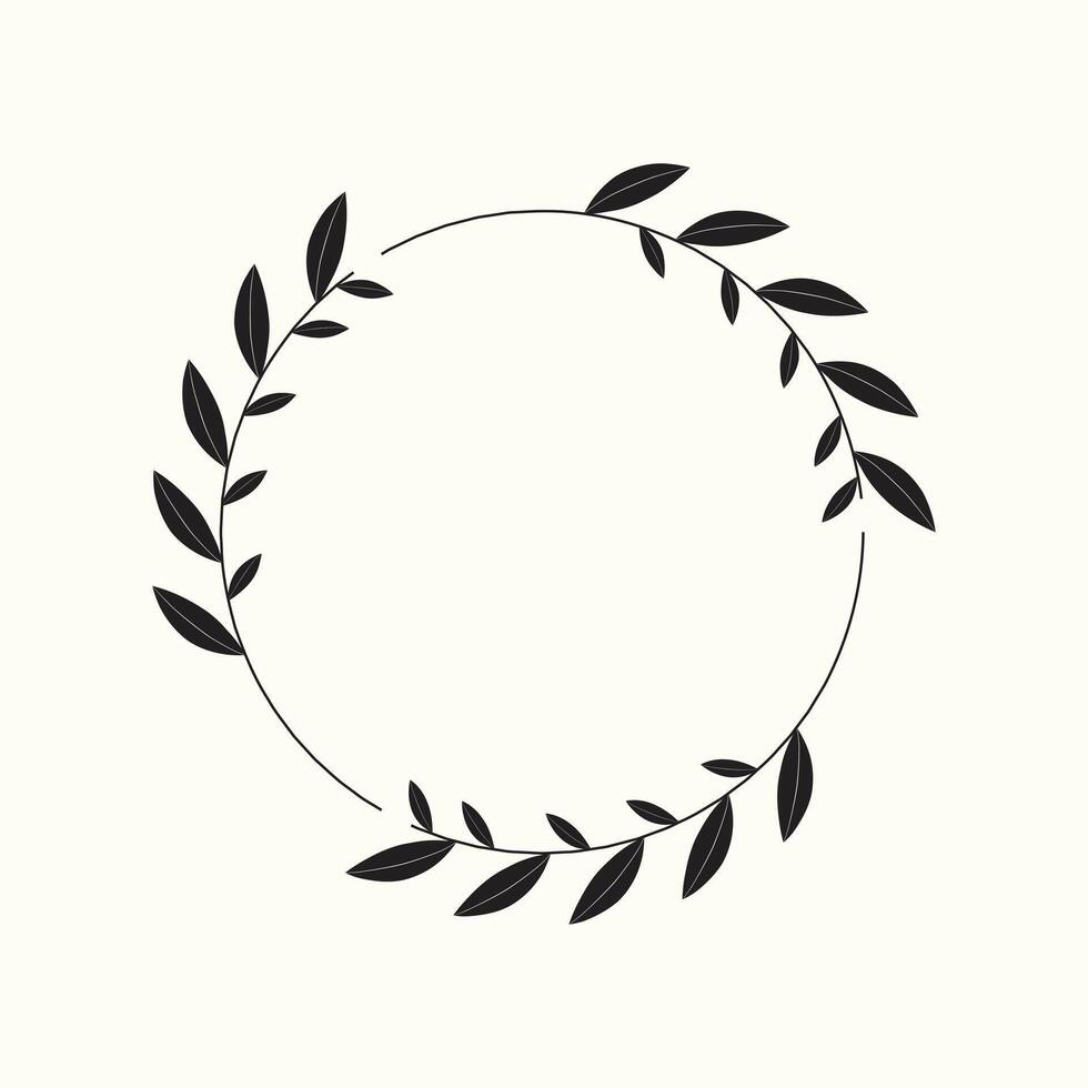 Black laurel wreath isolated on white background Vector illustration Floral