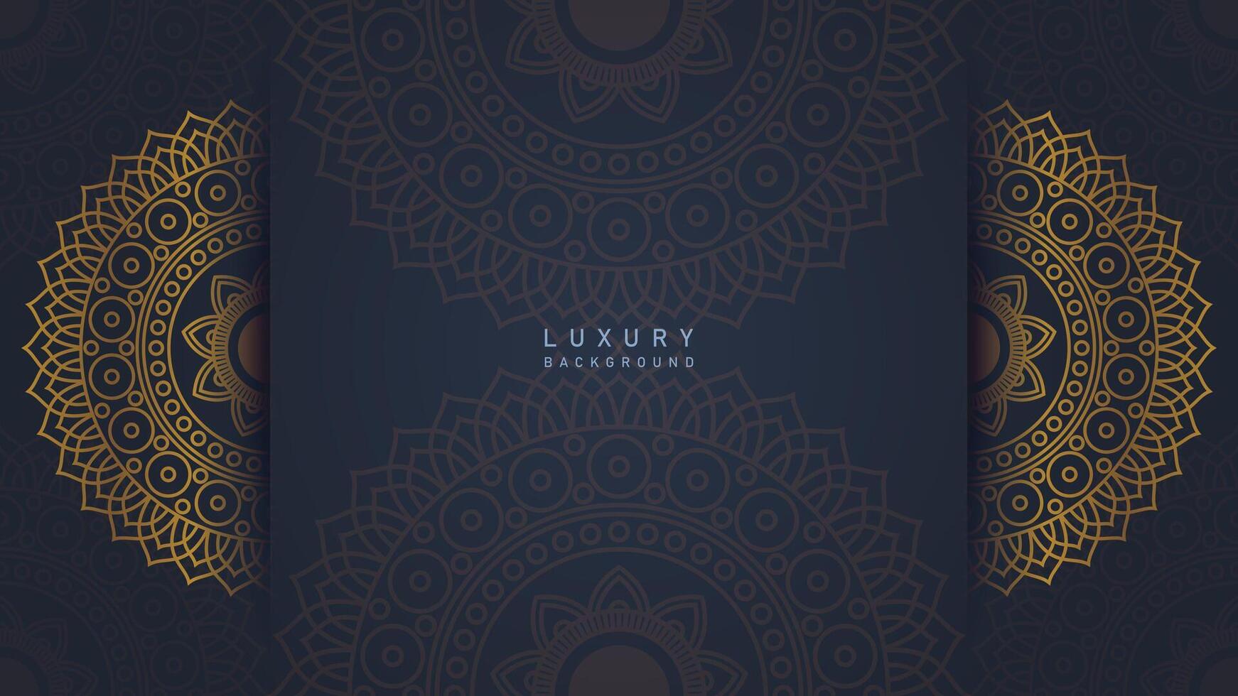 Luxury dark blue with golden mandala ornament background. Luxury premium vector design