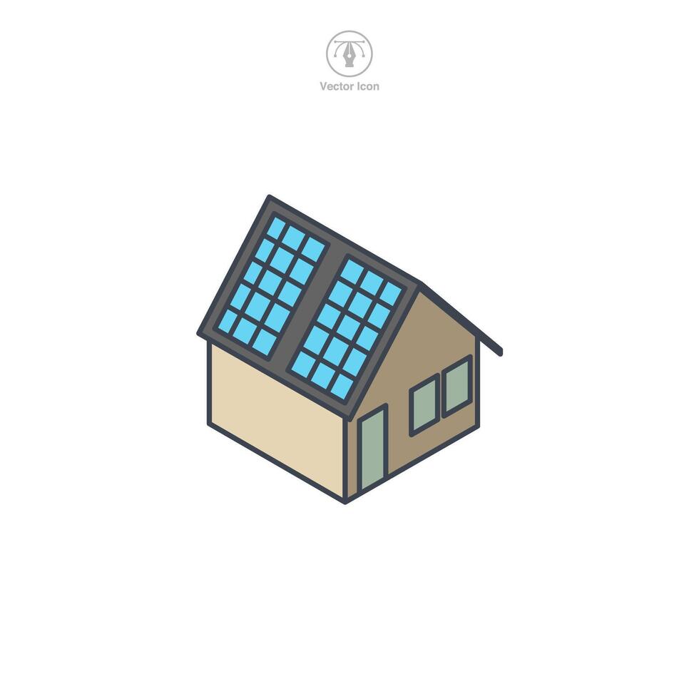 casa con solar panel icono símbolo vector ilustración aislado en blanco antecedentes