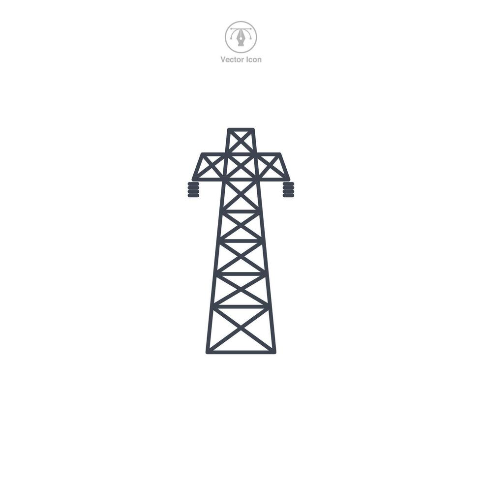 torre alto voltaje pilón poder transmisión icono símbolo vector ilustración aislado en blanco antecedentes