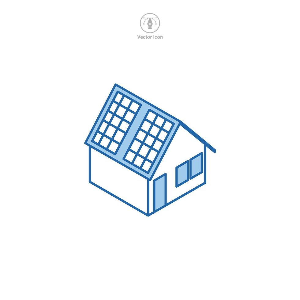 casa con solar panel icono símbolo vector ilustración aislado en blanco antecedentes