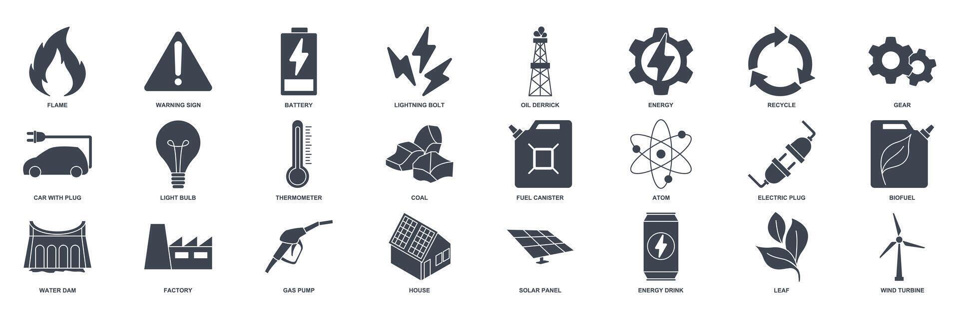 renewable energy, green technology icon set, Included icons as Light Bulb, Folder, Solar Panel, Battery and more symbols collection, logo isolated vector illustration