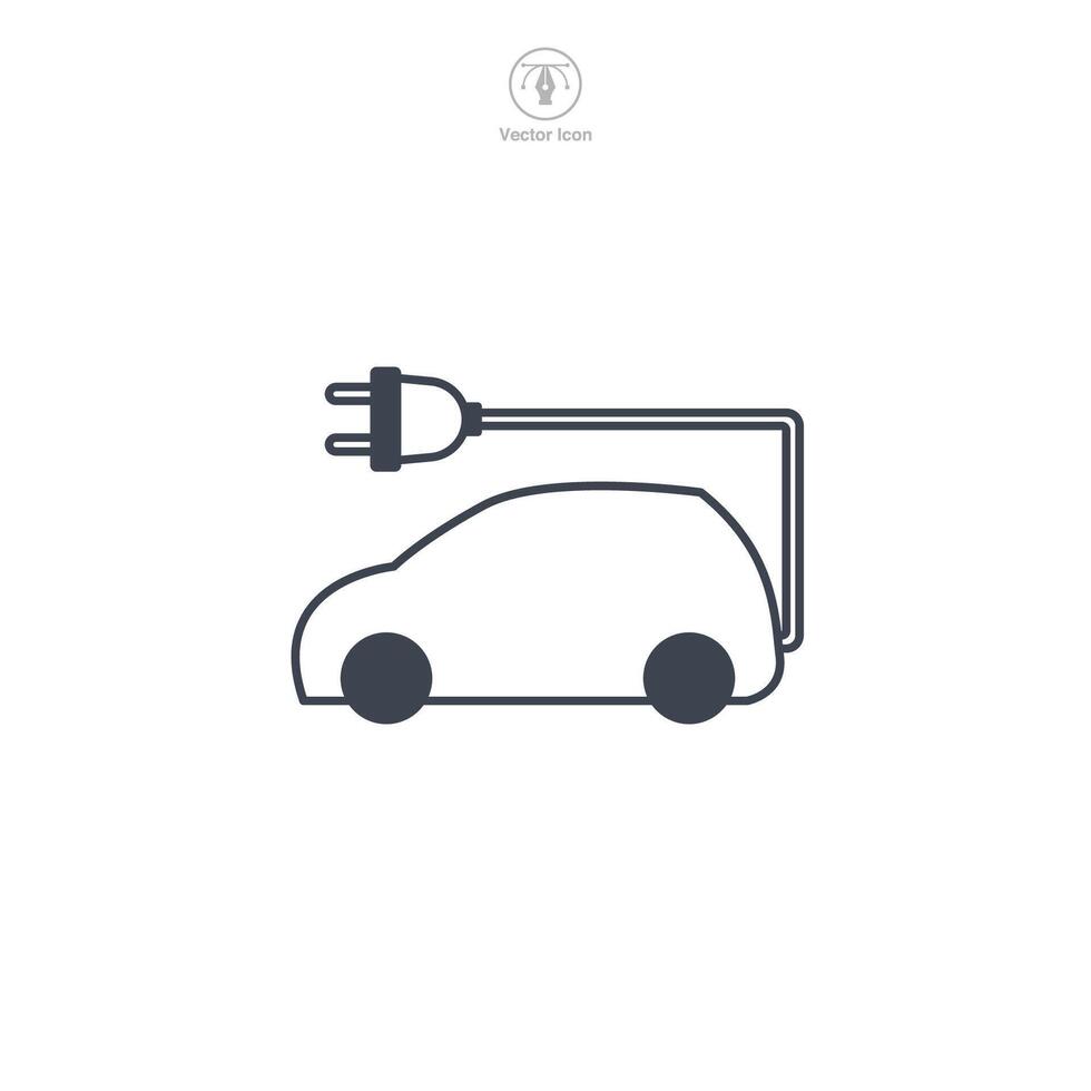 eléctrico coche con enchufe icono símbolo vector ilustración aislado en blanco antecedentes