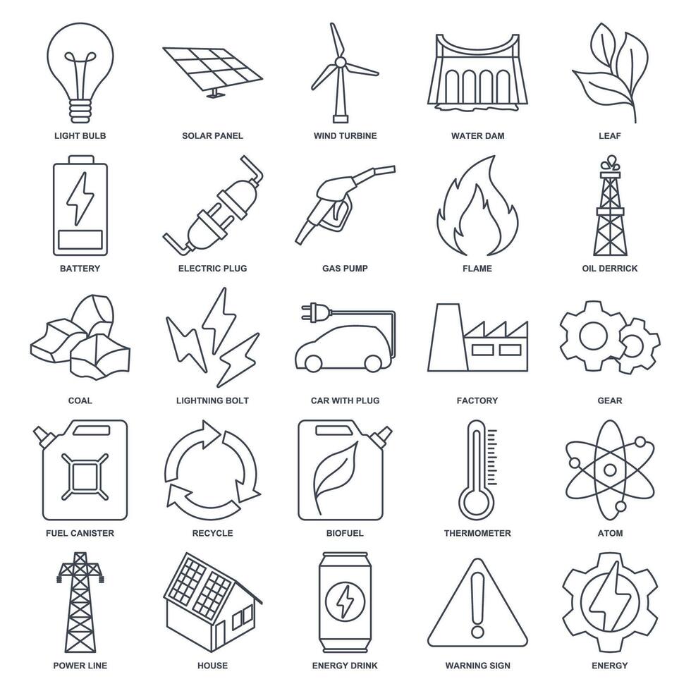 renewable energy, green technology icon set, Included icons as Light Bulb, Folder, Solar Panel, Battery and more symbols collection, logo isolated vector illustration