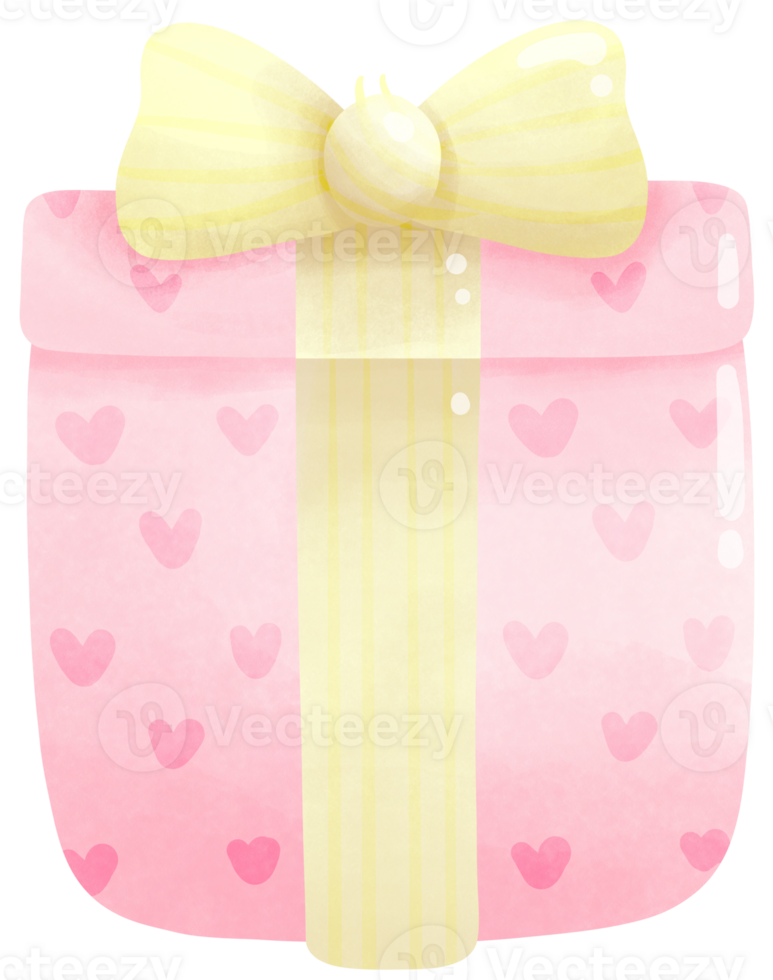 Rosa Geschenk Box mit Gelb Band png