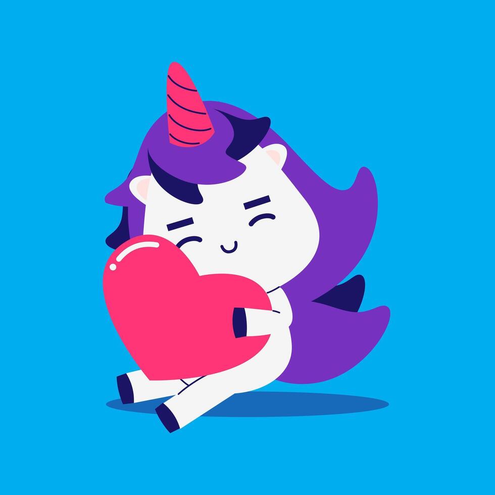 Cartoon unicorn in love element vector