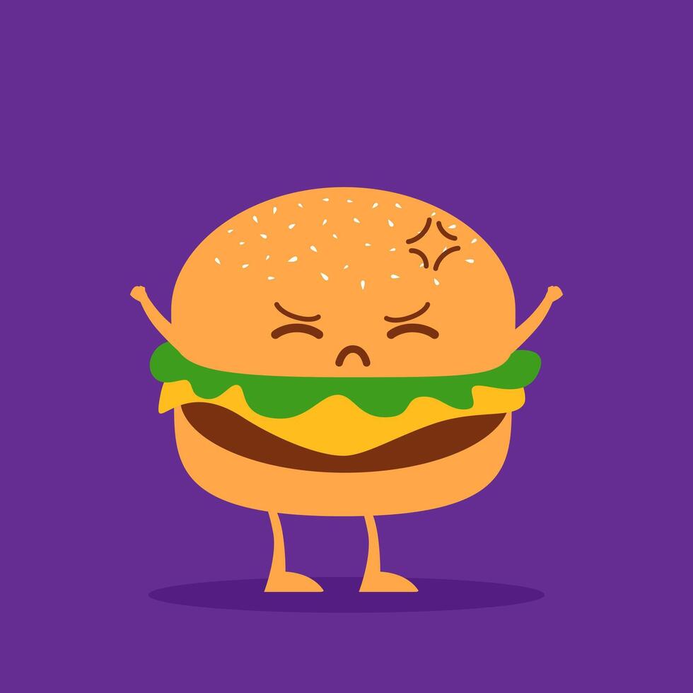 personaje de dibujos animados de hamburguesa vector