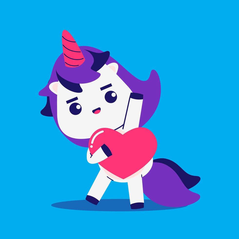 Cartoon unicorn in love element vector