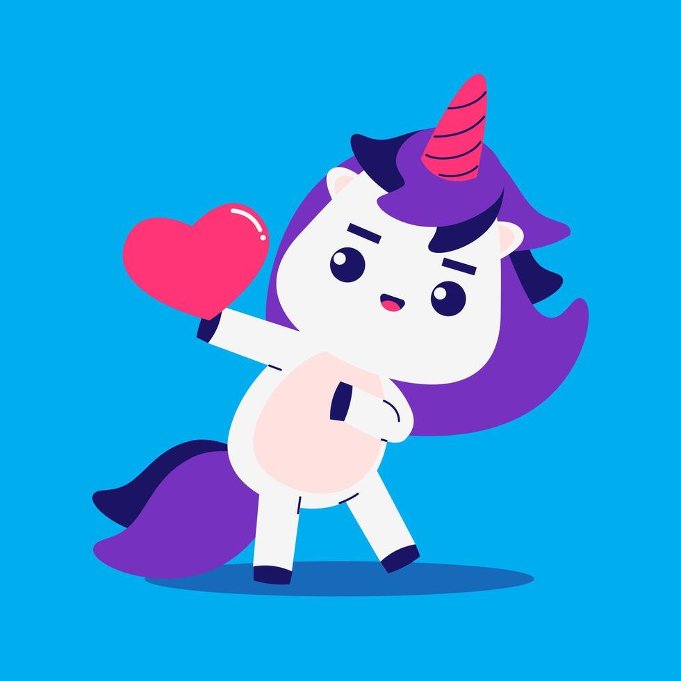 Cartoon unicorn in love element vector