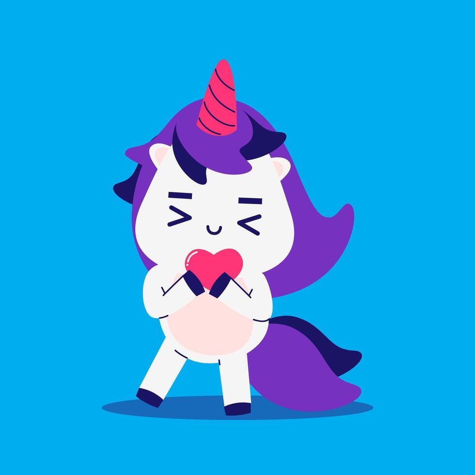 Cartoon unicorn in love element vector