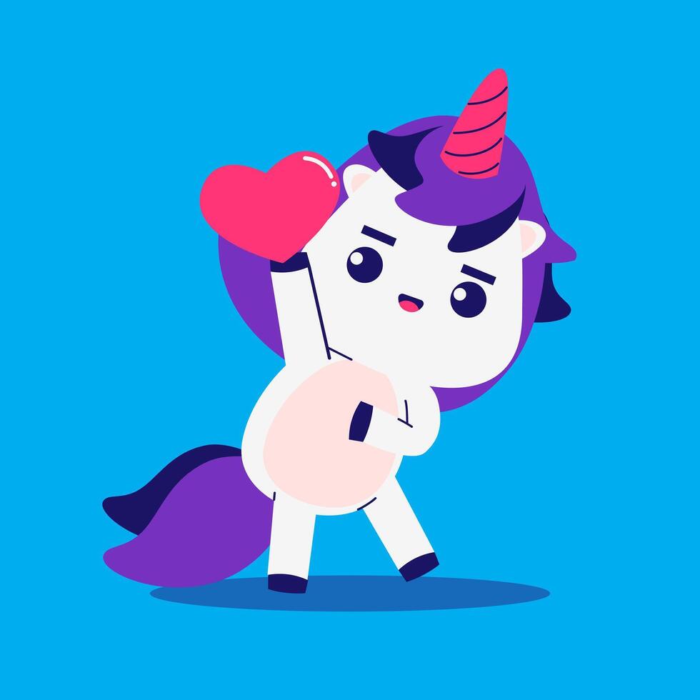 dibujos animados unicornio en amor elemento vector