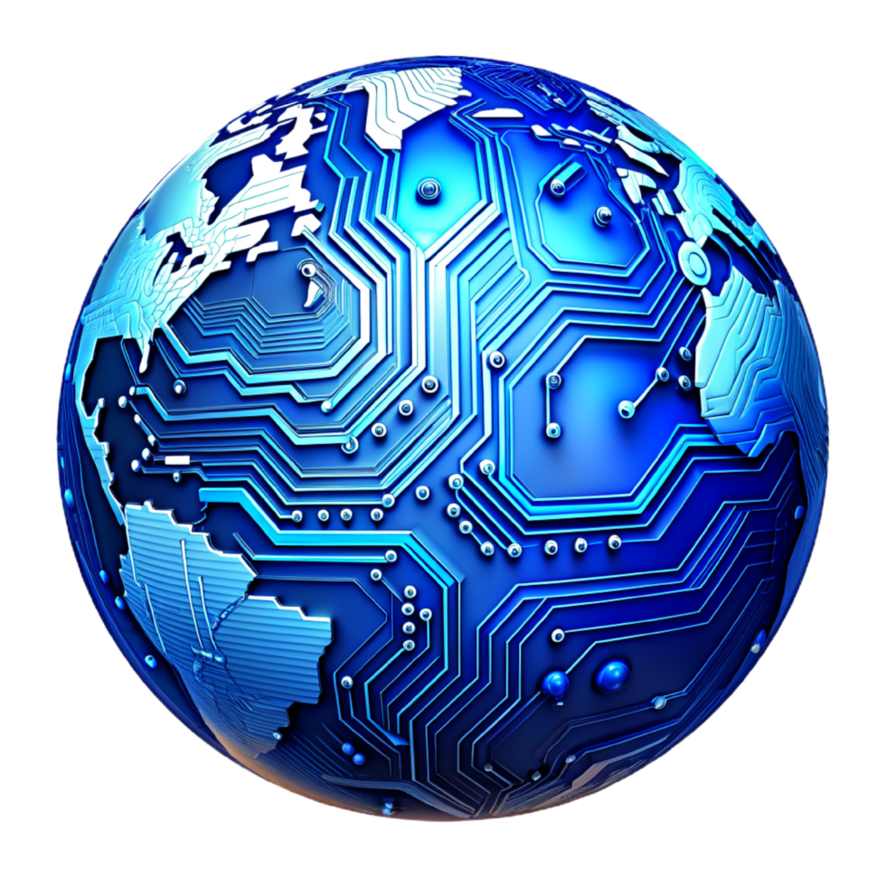 AI generated 3d world global network digital technology png
