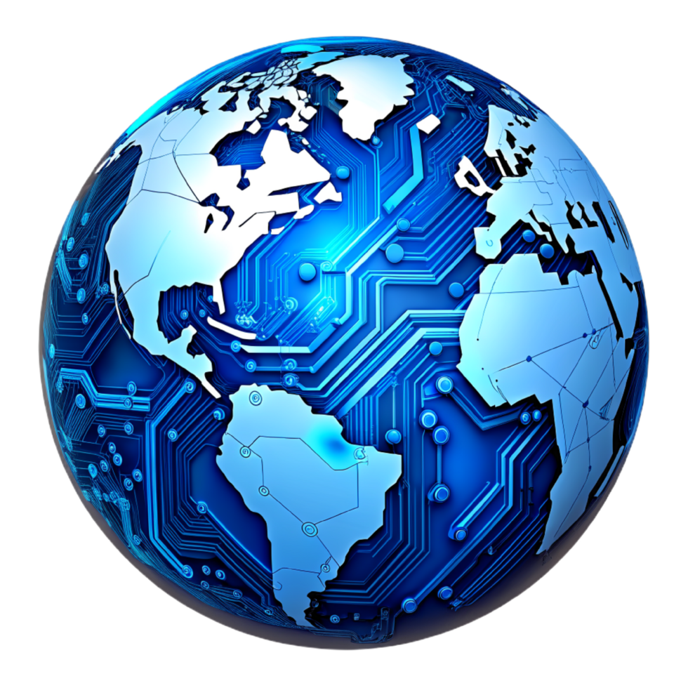 AI generated 3d world global network digital technology png