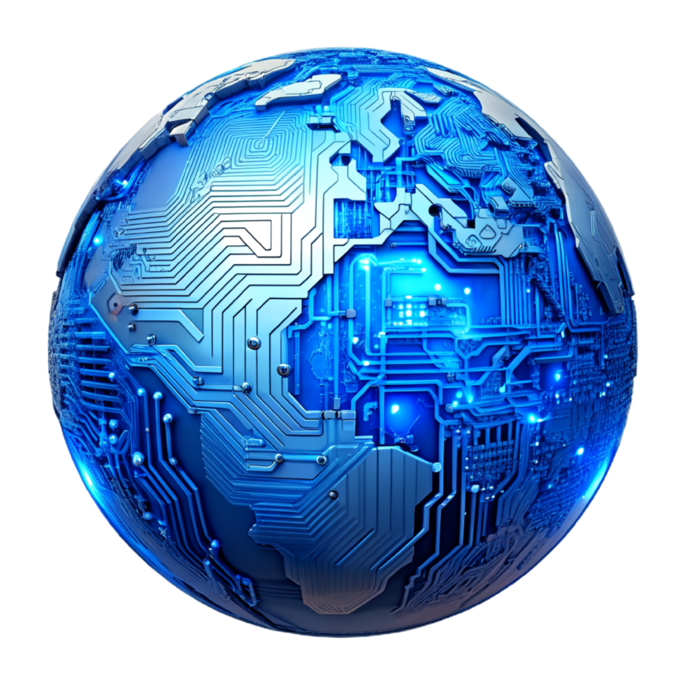 AI generated 3d world global network digital technology png