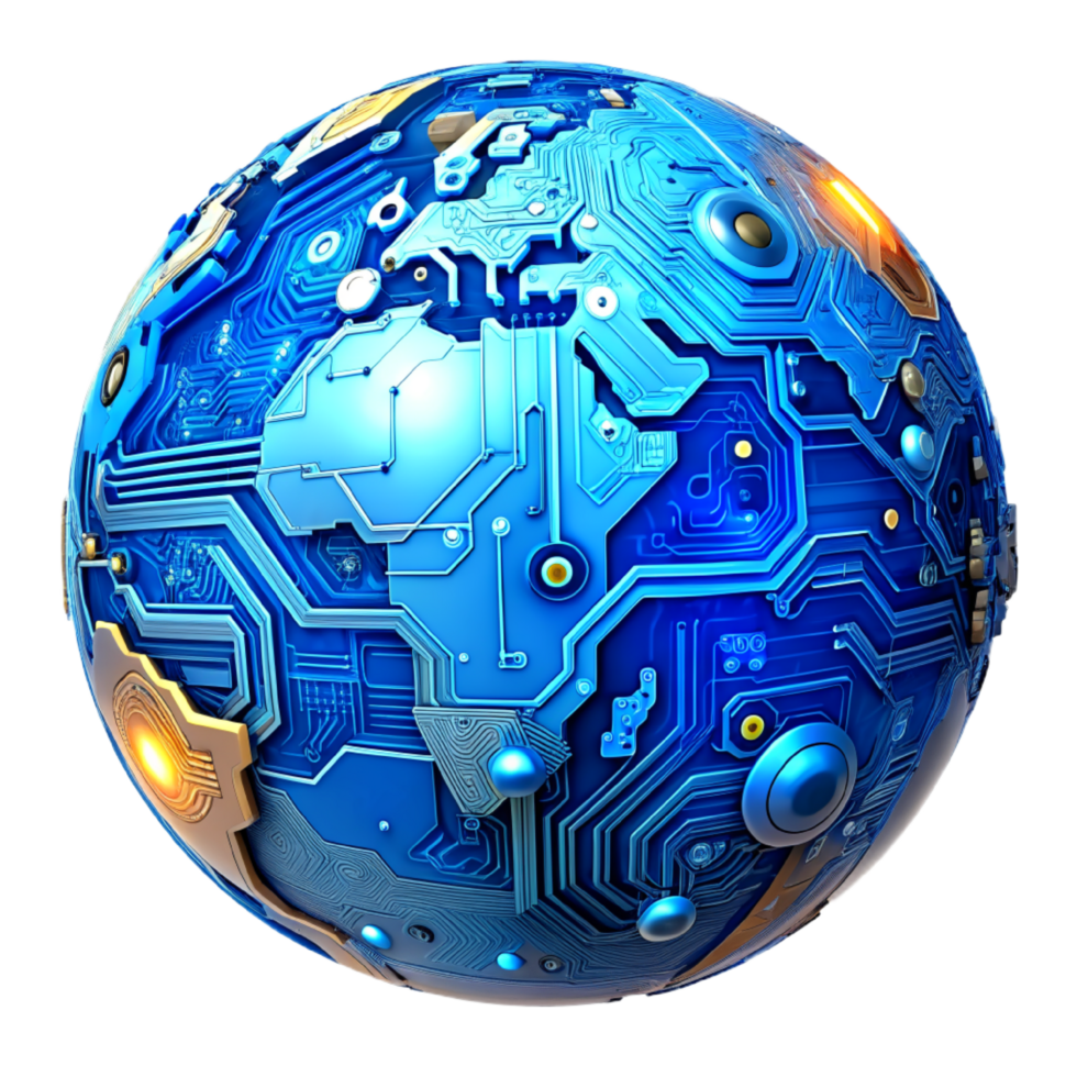 AI generated 3d world global network digital technology png