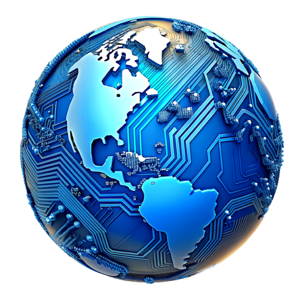 AI generated 3d world global network digital technology png