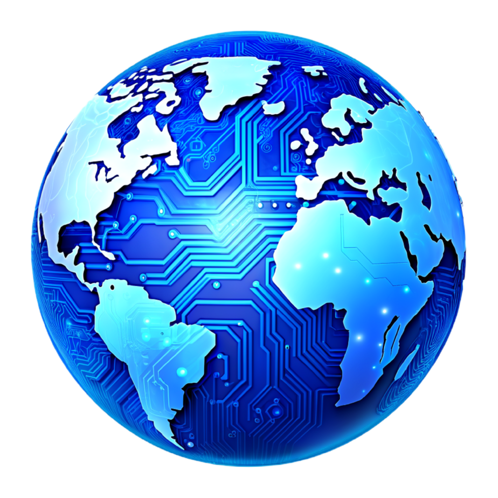 AI generated 3d world global network digital technology png