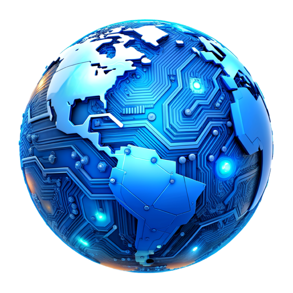 AI generated 3d world global network digital technology png