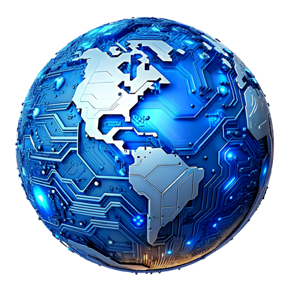 AI generated 3d world global network digital technology png