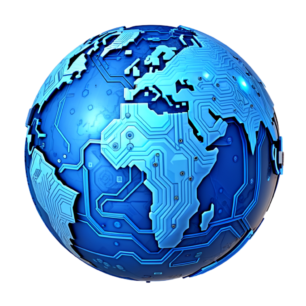 AI generated 3d world global network digital technology png
