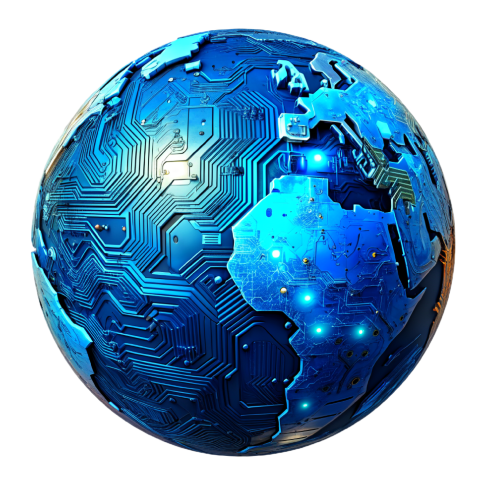 AI generated 3d world global network digital technology png
