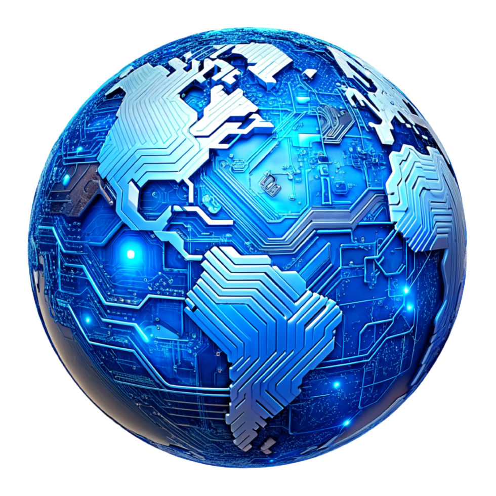 AI generated 3d world global network digital technology png