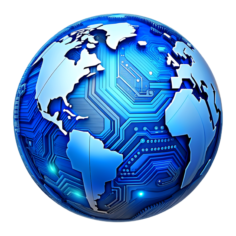 AI generated 3d world global network digital technology png