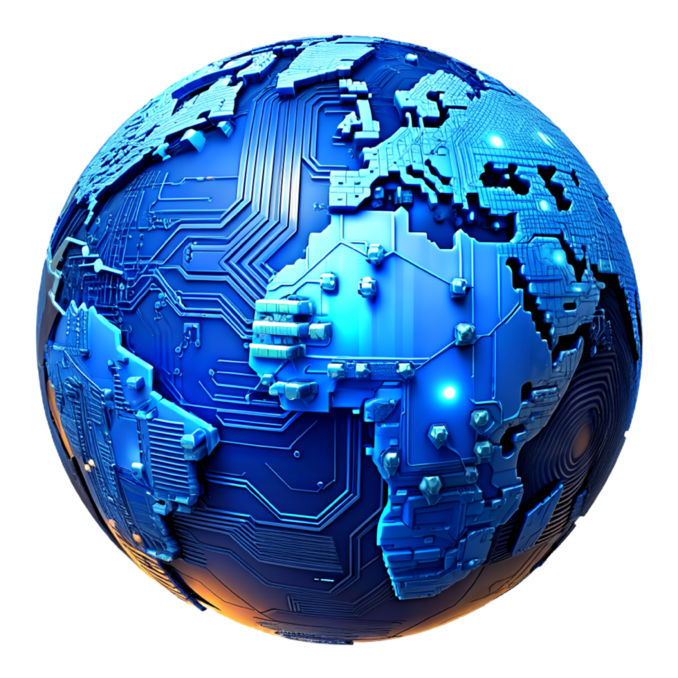AI generated 3d world global network digital technology png