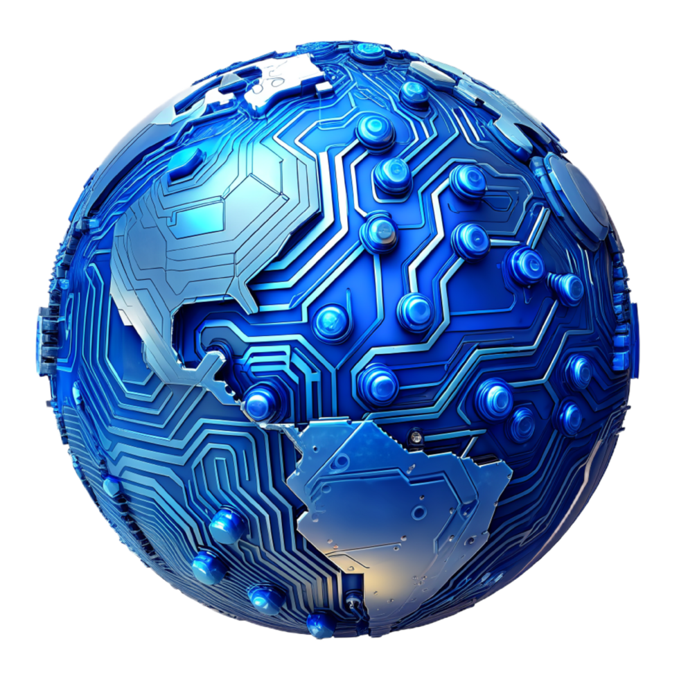 AI generated 3d world global network digital technology png