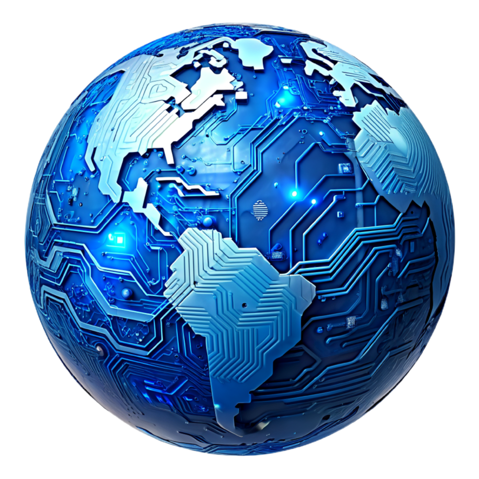 AI generated 3d world global network digital technology png