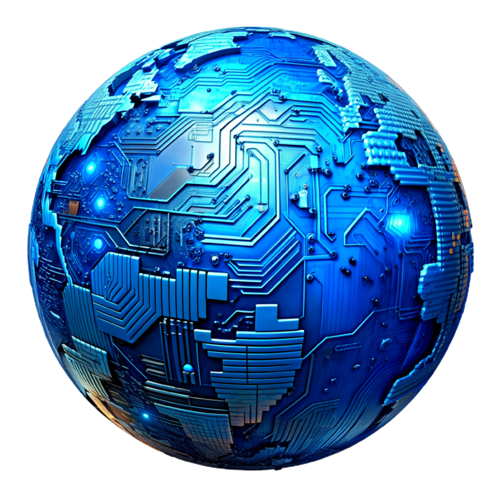 AI generated 3d world global network digital technology png