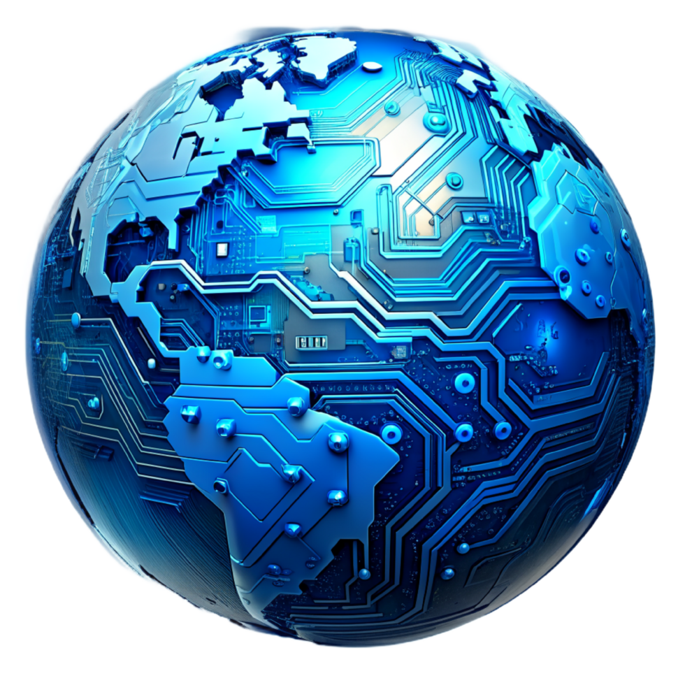 AI generated 3d world global network digital technology png