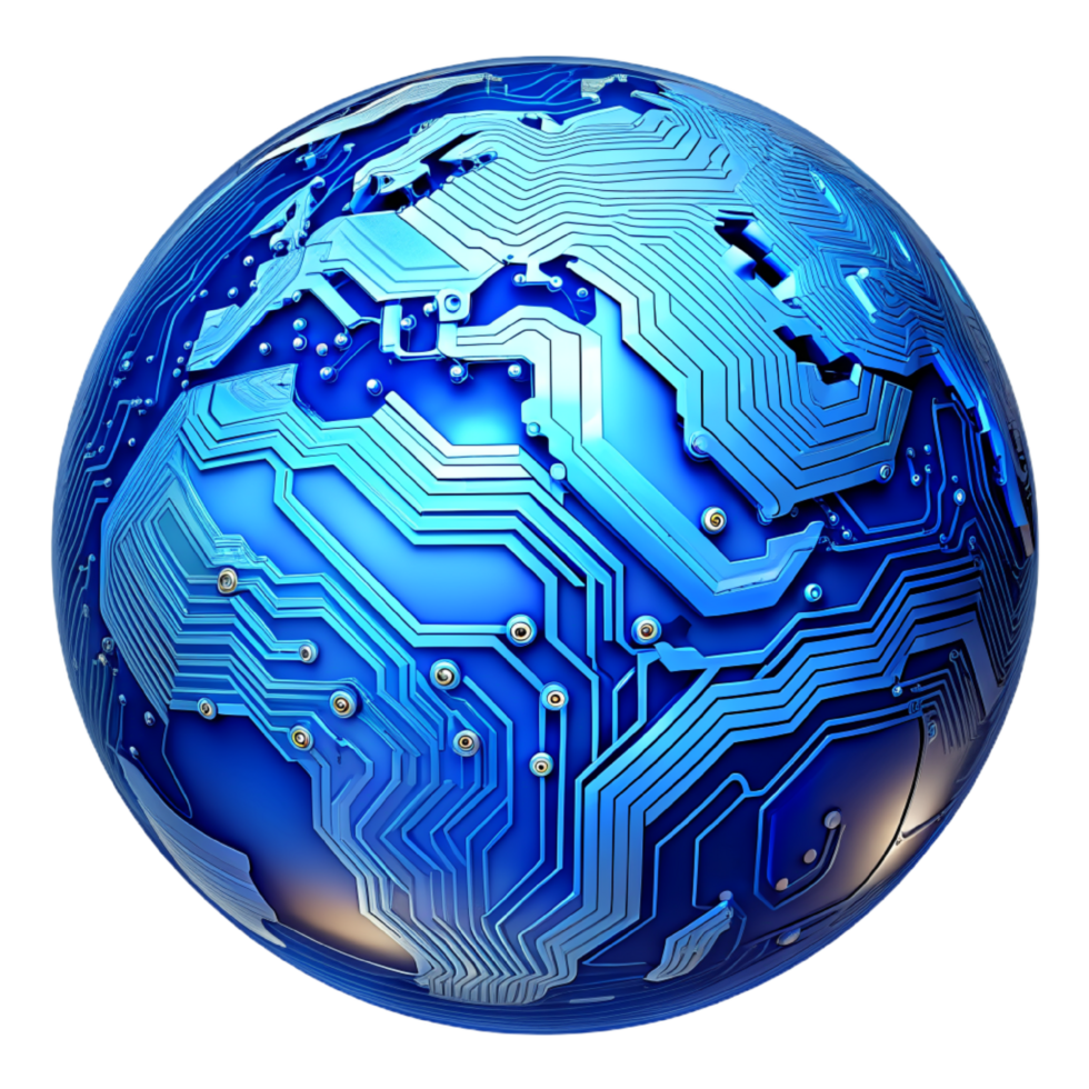 AI generated 3d world global network digital technology png