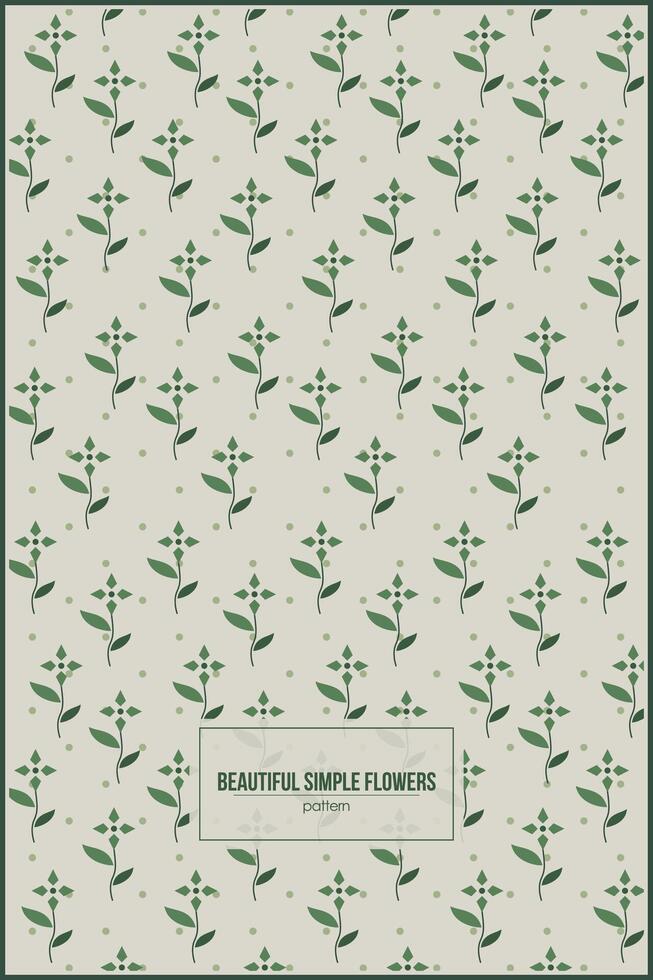 beautiful simple flowers vector pattern with dominant gradient green color