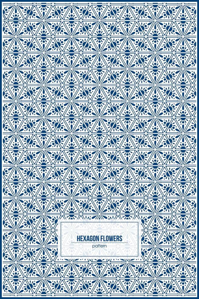 beautiful flowers in hexagon shape pattern vector