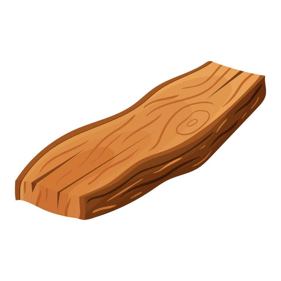 A wooden board with bark. Vector illustration on a white background.